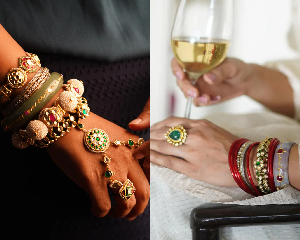 Traditional Indian Bangles Paired with a Saree